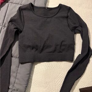 lululemon athletica Charcoal Ribbed Crop Top